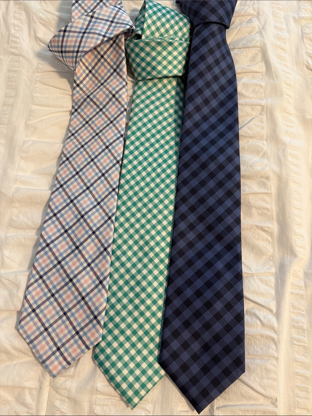 Plaid Check Men's Silk Neck Tie - Blue, Green, Pink